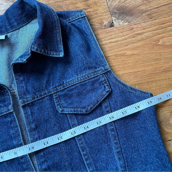 Vintage Blue Medium Wash Denim Western Cotton Open Front Vest size Medium - Picture 9 of 12